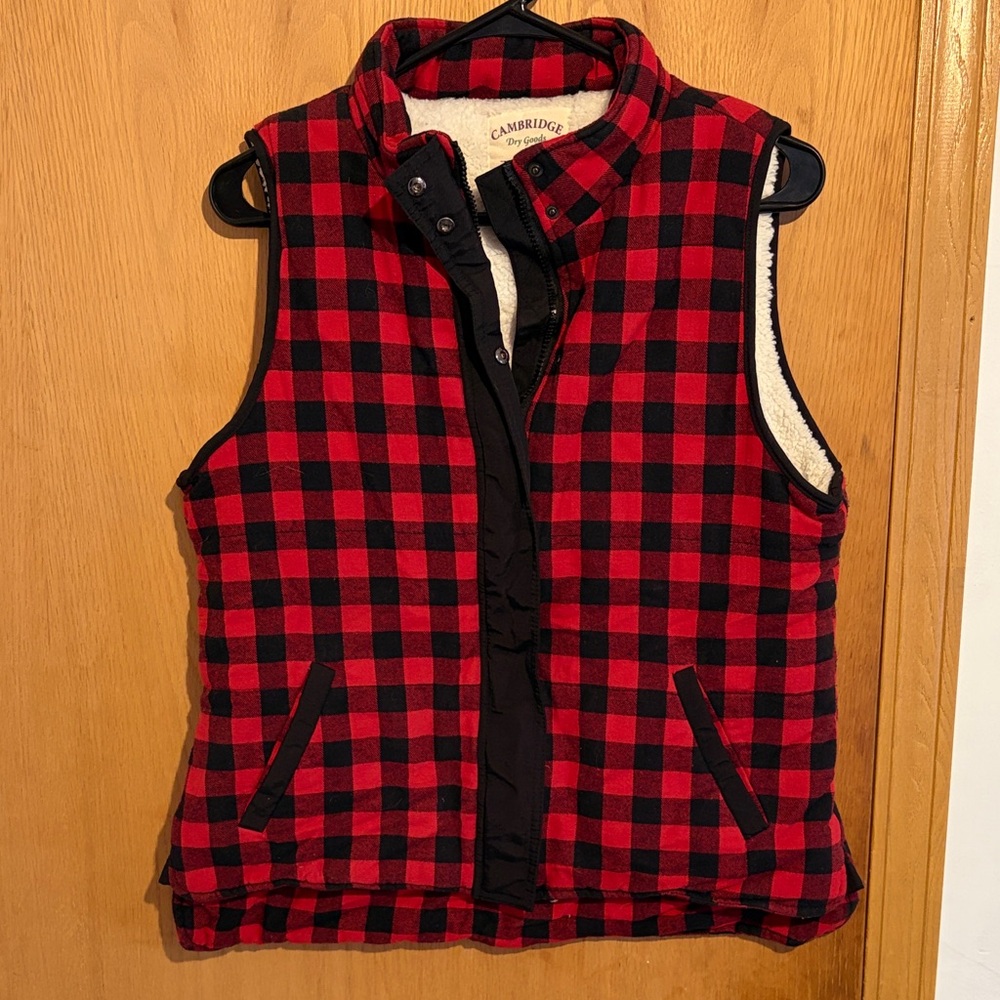 Cambridge Dry Goods Red and Black Plaid Vest